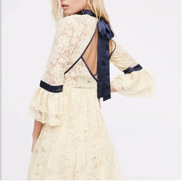 Free People Gilded Lace Fit and Flare Mini Dress Sz M - Picture 2 of 15